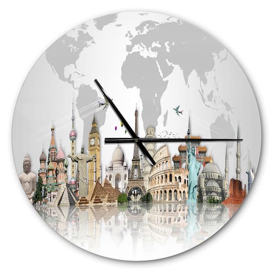 Designart Famous Monuments Across World Modern Wall Clock